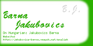 barna jakubovics business card